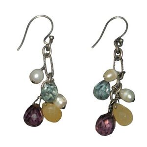 Silpada earrings sterling silver mix of glass beads, freshwater pearls